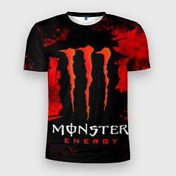 Мужская спорт-футболка Red grunge monster energy