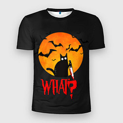 Мужская спорт-футболка What Cat Halloween