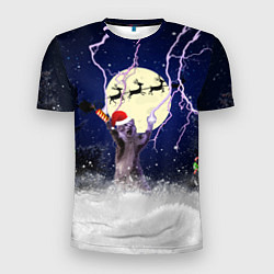 Мужская спорт-футболка Новогодний Кот