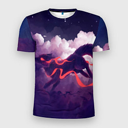 Мужская спорт-футболка Лиса бежит по облакам