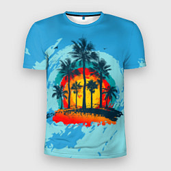 Мужская спорт-футболка Море Пальмы Песок
