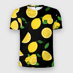 Мужская спорт-футболка Лимоны на чёрном