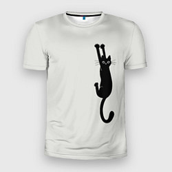 Мужская спорт-футболка Испуганный кот