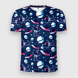 Мужская спорт-футболка Космонавты, планеты и нло