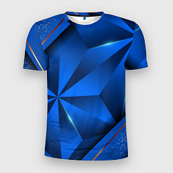 Футболка спортивная мужская 3D абстрактные фигуры BLUE, цвет: 3D-принт