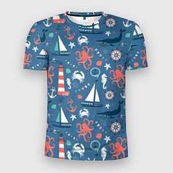 Футболка спортивная мужская Морские жители, цвет: 3D-принт