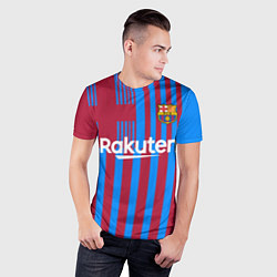 Футболка спортивная мужская Домашняя форма ФК «Барселона», цвет: 3D-принт — фото 2