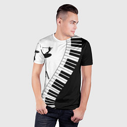 Футболка спортивная мужская Черно Белое пианино, цвет: 3D-принт — фото 2