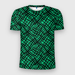 Футболка спортивная мужская Абстрактный зелено-черный узор, цвет: 3D-принт