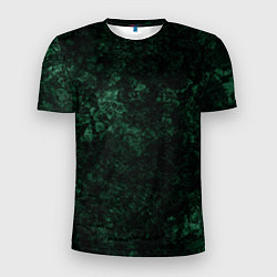 Мужская спорт-футболка Темно-зеленый мраморный узор