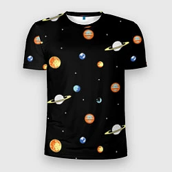 Мужская спорт-футболка Планеты в космосе