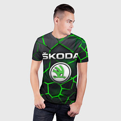 Футболка спортивная мужская Skoda 3D плиты с подсветкой, цвет: 3D-принт — фото 2