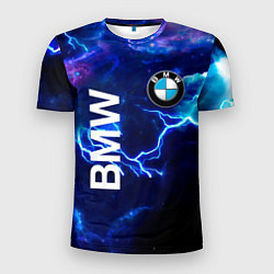 Футболка спортивная мужская BMW Синяя молния, цвет: 3D-принт