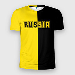 Футболка спортивная мужская Россия черно желтое RUSSIA - BORUSSIA, цвет: 3D-принт