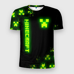 Мужская спорт-футболка MINECRAFT NEON LOGO CREEPER