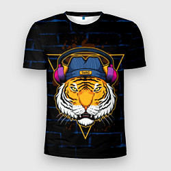 Мужская спорт-футболка Тигр в наушниках SWAG