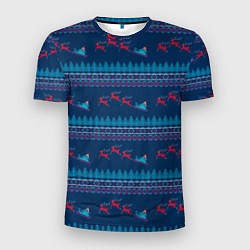 Мужская спорт-футболка Санта Клаус и олени