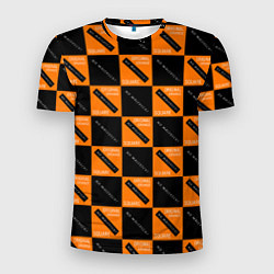 Футболка спортивная мужская Black Orange Squares, цвет: 3D-принт