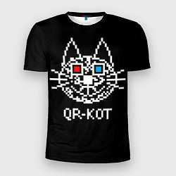 Мужская спорт-футболка QR кот в стерео очках