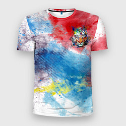 Футболка спортивная мужская Красочный лев на цветном облаке, цвет: 3D-принт