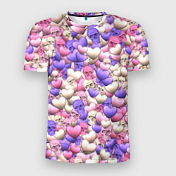 Футболка спортивная мужская Сердечки-черепушки, цвет: 3D-принт