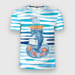 Футболка спортивная мужская Дельфин Море, цвет: 3D-принт