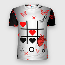 Мужская спорт-футболка Крестики нолики сердцами