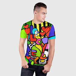 Футболка спортивная мужская Romero Britto - love you, цвет: 3D-принт — фото 2