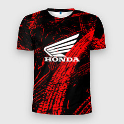 Футболка спортивная мужская Honda следы от шин, цвет: 3D-принт