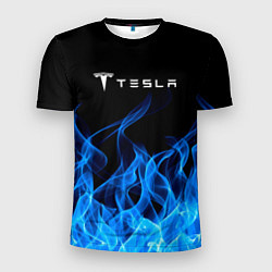 Футболка спортивная мужская Tesla Fire, цвет: 3D-принт