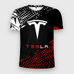 Футболка спортивная мужская Tesla - Logo Pattern, цвет: 3D-принт