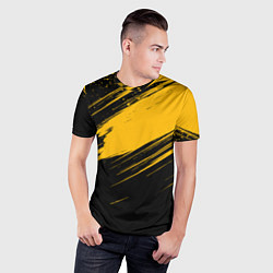 Футболка спортивная мужская Black and yellow grunge, цвет: 3D-принт — фото 2