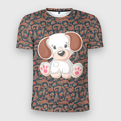 Футболка спортивная мужская Маленькая белая собачка, цвет: 3D-принт