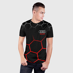 Футболка спортивная мужская АУДИ Autosport Соты, цвет: 3D-принт — фото 2