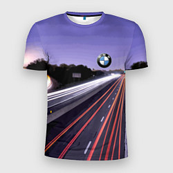 Футболка спортивная мужская BMW Ночная трасса, цвет: 3D-принт