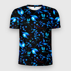 Мужская спорт-футболка Ночные синие листья