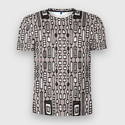 Мужская спорт-футболка Полосатый геометрический узор Круги, квадраты, лин
