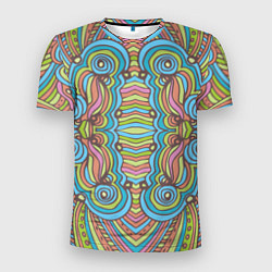 Мужская спорт-футболка Абстрактный разноцветный узор Линии, волны, полосы