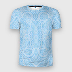 Мужская спорт-футболка Вязаный светлый узор, абстракция Нежный голубой цв