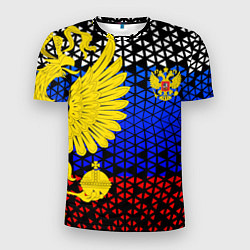 Футболка спортивная мужская Герб флаг россии, цвет: 3D-принт