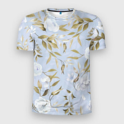 Футболка спортивная мужская Цветы Золотые Листья, цвет: 3D-принт