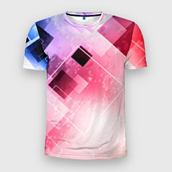 Футболка спортивная мужская Розово-голубая абстрактная геометрия, цвет: 3D-принт