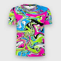 Мужская спорт-футболка Абстрактные мраморные разводы в ярких цветах Поп а