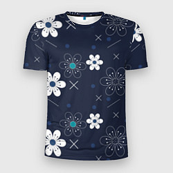 Мужская спорт-футболка Ночные цветы на ночной поляне
