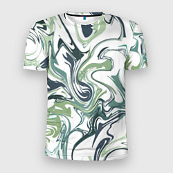 Мужская спорт-футболка Зеленый мрамор Абстрактный узор с прожилками и раз