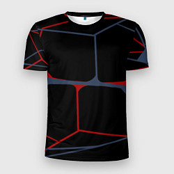 Мужская спорт-футболка Геометрические линии сине-красные