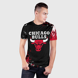 Футболка спортивная мужская Чикаго Буллз Chicago Bulls Огонь, цвет: 3D-принт — фото 2