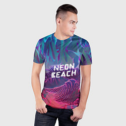 Футболка спортивная мужская Neon beach, цвет: 3D-принт — фото 2