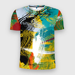 Мужская спорт-футболка Абстрактные мазки цветной краской strokes of paint