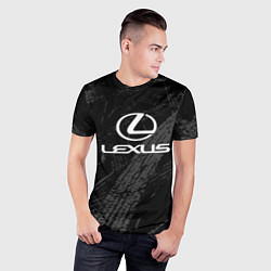 Футболка спортивная мужская Lexus - следы шин, цвет: 3D-принт — фото 2
